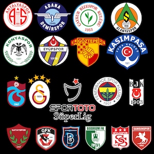 Turkish Superlig All Teams logos Galatasaray Fenerbahce Besiktash Trabzonspor and others