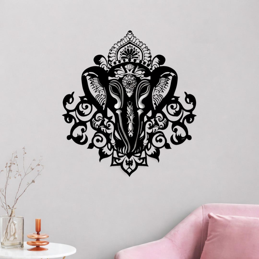 Elephant Metal Wall Art – Elegant Animal Wall Decor, Black Metal ...