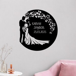 Personalized Anniversary Sign, Custom Couple Names & Date Wall Art Gift