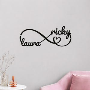 Personalized Infinity Heart Metal Wall Art, Custom Couple Names Sign, Romantic Gift