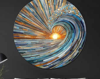 Stained Glass Effect Tempered Glass Wall Art: Modern Circle Decor