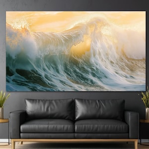 Tempered Glass Ocean Wave Wall Art: Extra Large Office Decor