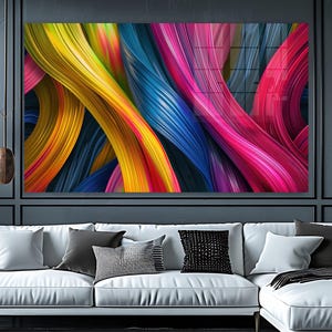 Tempered Glass Large Colorful Wall Decor, Living Room Wall Art, Tempered Glass Print, Modern Wall Decor, Vivid Color Artwork, Abstract Art
