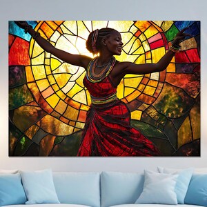 Tempered Glass Wall Art: Dancing African Woman, Ethnic Decor