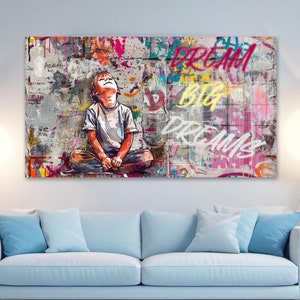 Banksy Tempered Glass Wall Art: Copper Colors, Edgy Elegance