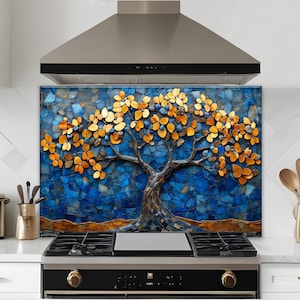 Árvore da vida, vidro temperado, impressão, backsplash, azulejos-mosaico, backsplash, para, cozinha, backsplash, fogão, back cover-mosaico, árvore, backsplash, azulejo