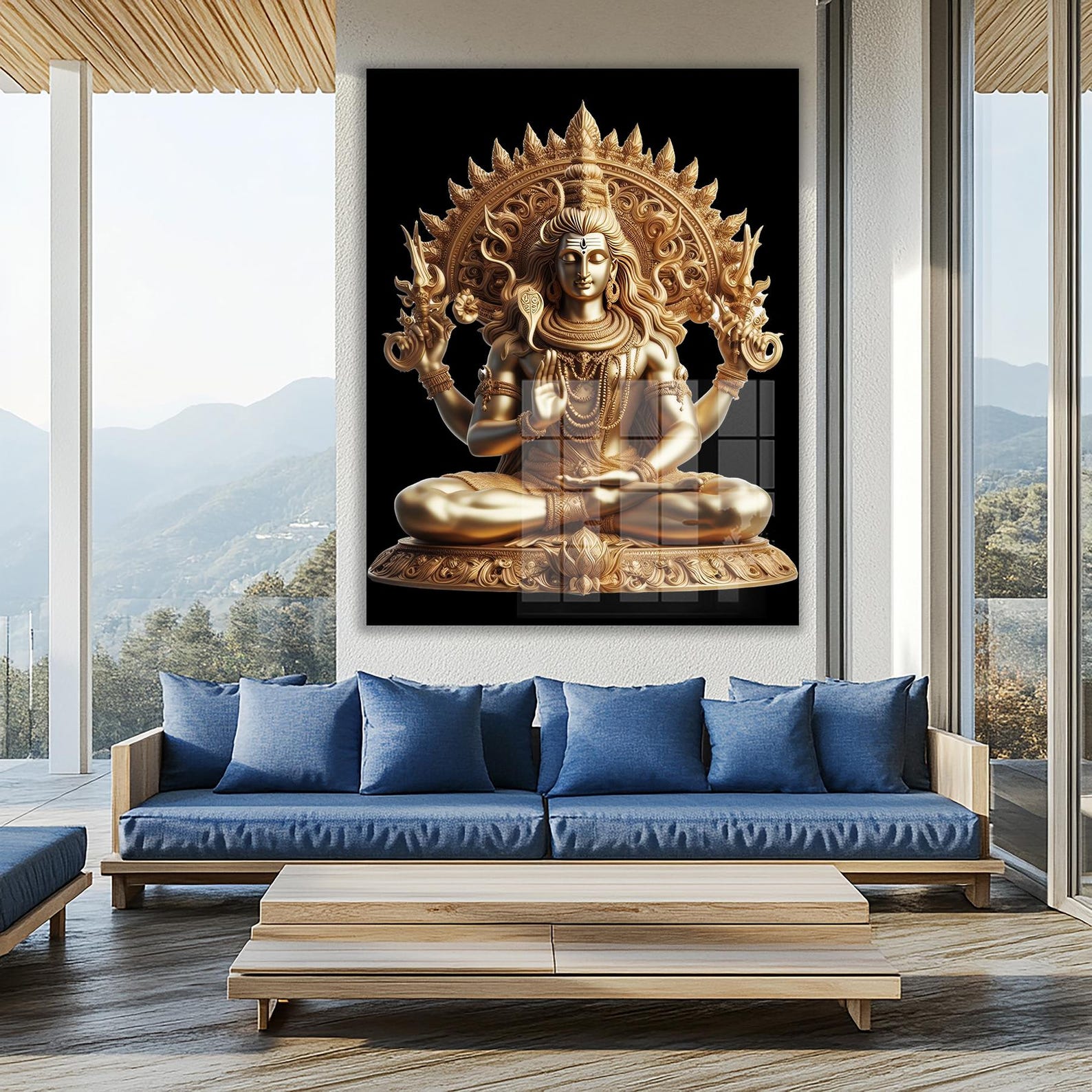 Tempered Glass Shiva Wall Art: Gold Hindu God Decor - Etsy