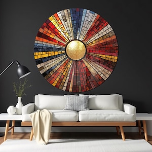 Stained Tempered Glass Round Wall Art: Modern Home Accent