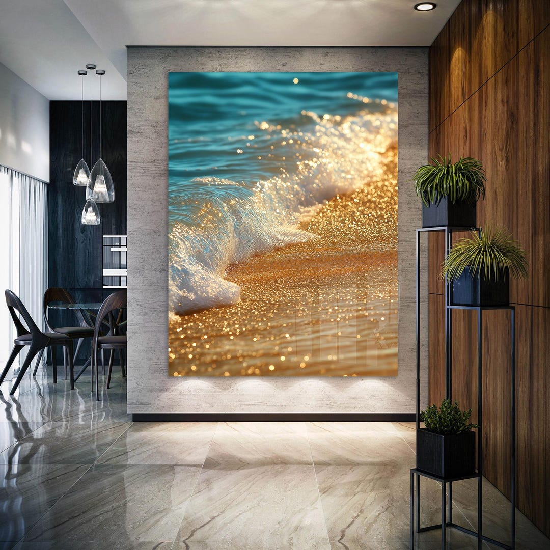 Ocean Wave Tempered Glass Wall Art: Coastal Beach Decor - Etsy