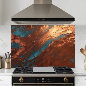 Tempered Glass Copper Look Backsplash: Kitchen Stove Back Cover