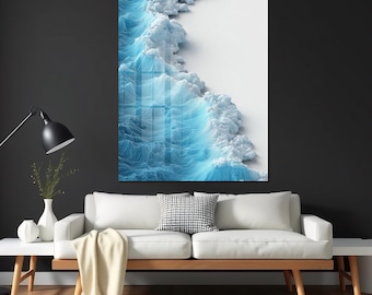 Ocean Wave Tempered Glass Wall Art: Sea Home Decor