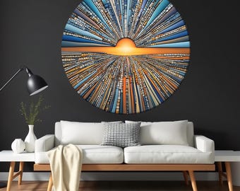 Stained Tempered Glass Round Wall Art: Modern Abstract Decor