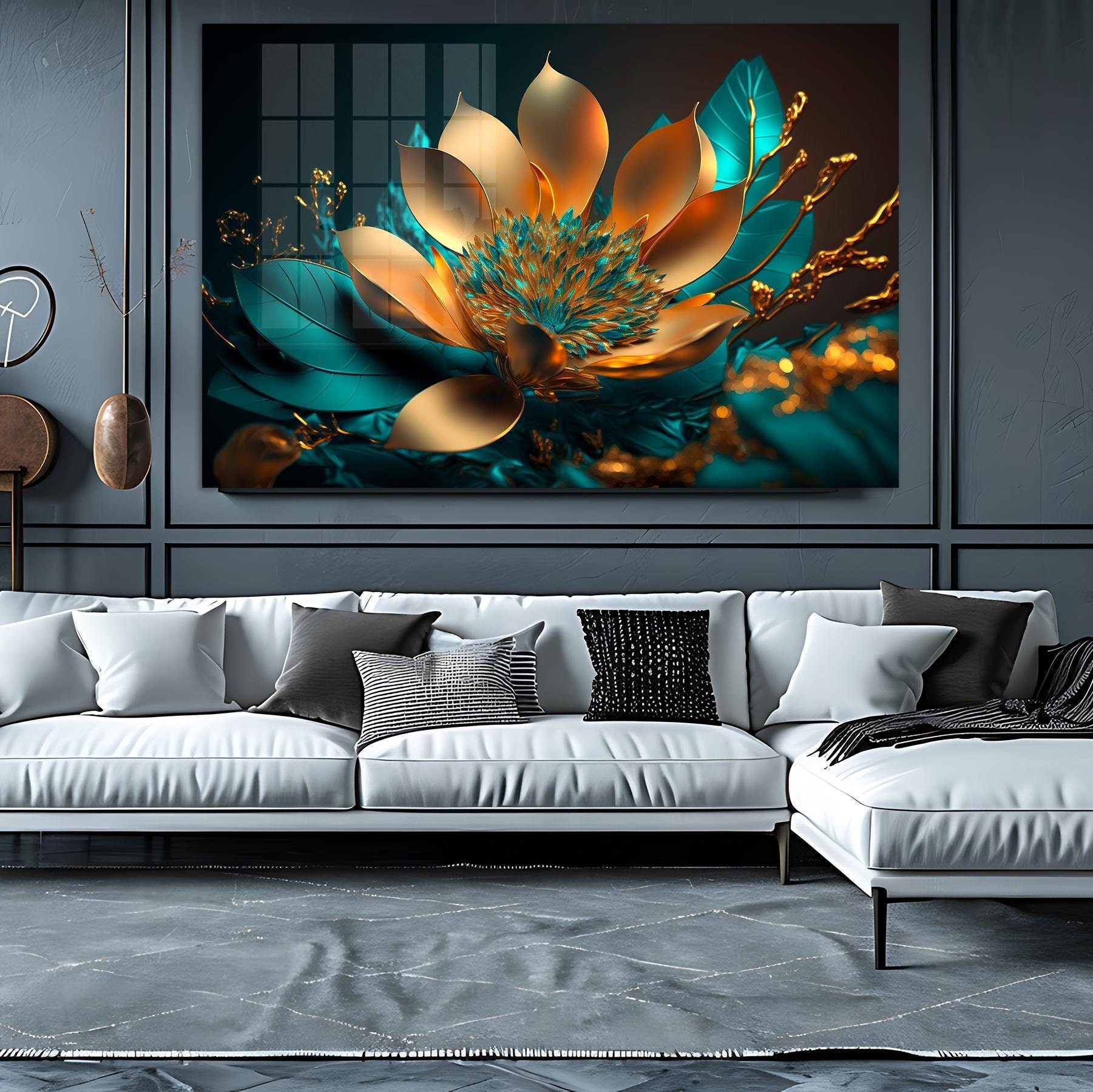 Lotus Flower Tempered Glass Wall Art: Modern Abstract Decor - Etsy