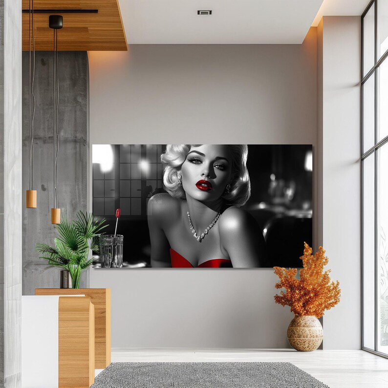 Marilyn Monroe Tempered Glass Wall Art: Hollywood Glamour Decor - Etsy