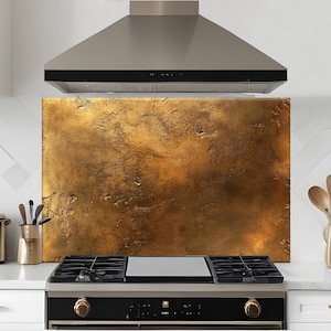 Tempered Glass Bronze Backsplash-Metal Backsplash-Kitchen Splashback Stove Back Cover-Backsplash Behind Stove wall panel