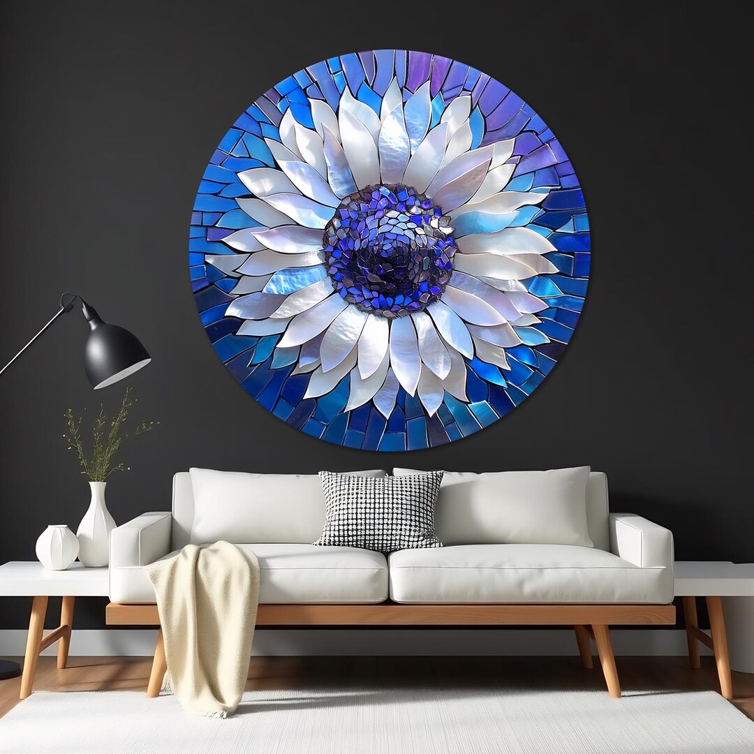Stained Floral Tempered Glass Round Wall Art: Modern Abstract Decor - Etsy