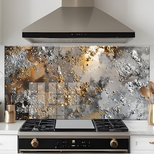 Dosseret de cuisine en verre trempé, façade arrière de la cuisinière et couvercle supérieur de la cuisinière à gaz - Planche à découper multi-usage, planche à nouilles, crédence déco de cuisine