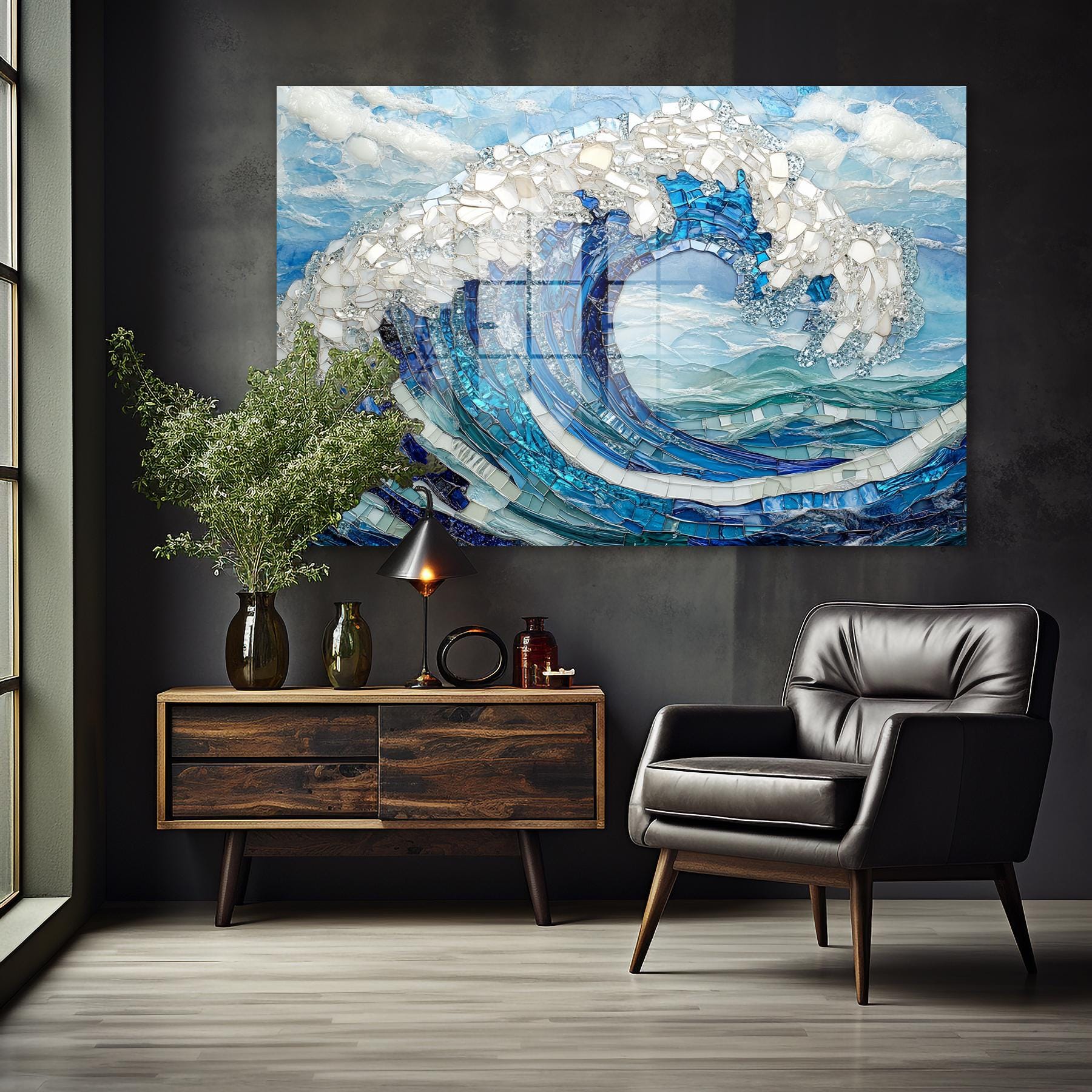 Ocean Wave Glass Wall Art, Tempered Glass Sea Decor, Coastal Home Gift ...