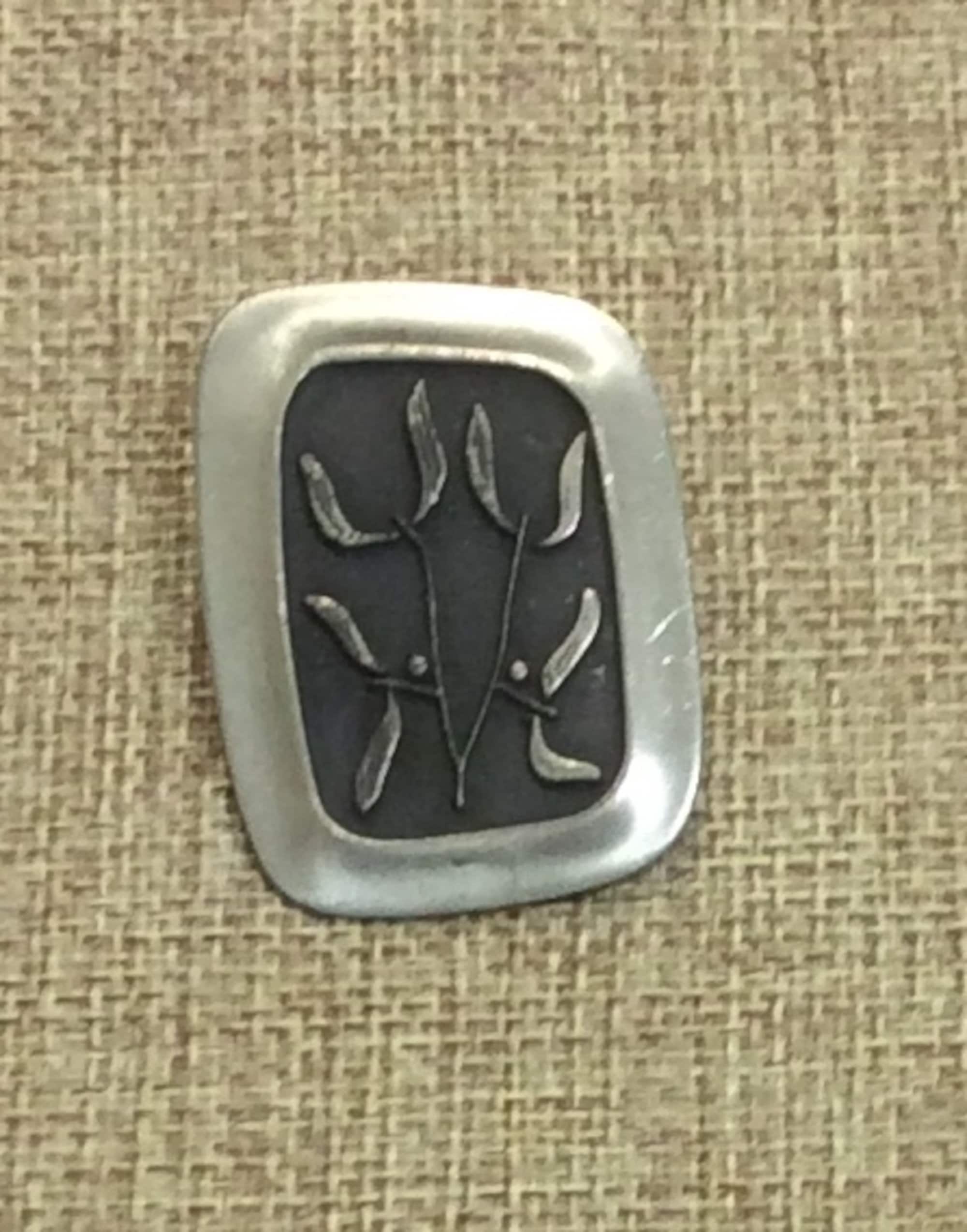 Vintage Sweden Pewter Pin Modernist Plant Leaves Brooch Signed Etsy