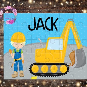 Puzzle personnalisé pour enfants, puzzle de construction, cadeau pour enfants, cadeau de Noël, cadeau bulldozer, puzzle de construction, tracteur, anniversaire