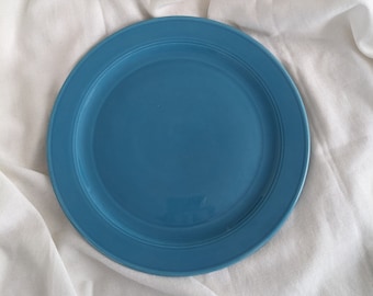 Vintage Early California Vernon Kilns Turquoise Blue Dinner Plate - Authentic California Earthenware Pottery