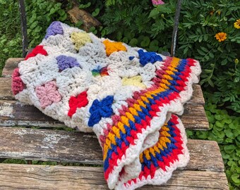 Handmade Crocheted Granny Squares Miniature Blanket