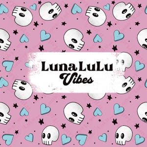 Cute Skull Halloween Seamless Pattern PNG | Skeleton, Hearts, Girly, Pink, Pastel, Cute | Seamless Design, Digital Pattern, DIGITAL ONLY