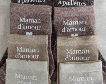 Chaussettes à paillettes maman - fête des mères