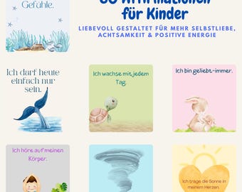Affirmation cards for children | 60 positive sayings to print | Boost self-confidence & courage | Instant download