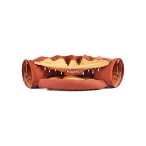 Lit tunnel pliable pour chat | Tunnel et grotte de couchage 2 en 1 pour chat | Grande villa détachable pour chats | Jouet et cachette d'intérieur pour animaux de compagnie | Canal pour chat de 100 cm