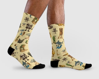 ITALIAN BRAINROT ANIMALS Socks, Funny Sublimation Crew Socks, Ornella Leccacappella, Dio Allah Ero, Grandma, Pajè di Cazzi