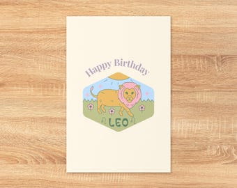Leo Birthday Card | Blank Astrology Zodiac Greeting Card (4x6 inch)