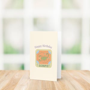 Cartão de aniversário do zodíaco de Escorpião | Cartão de felicitações astrológico físico de 4" x 6" polegadas | Em branco por dentro | Envelope incluído