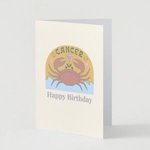 Karte zum Geburtstag mit Sternzeichen Krebs Physische 4 "x6" Zoll Astrologie Grußkarte | Innen leer | Umschlag enthalten