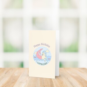 Carte d'anniversaire du zodiaque Capricorne | Carte de voeux d'astrologie physique de 10 x 15 cm (4 x 6 po.) | Blanc à l'intérieur | Enveloppe incluse