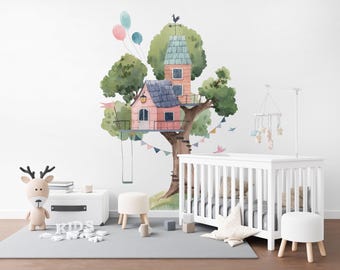 Treehouse Wall Decal, Whimsical Nursery Stickers