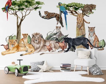 Safari Animal Wall Stickers, Jungle Nursery Decals