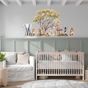 Safari Nursery In The UK, Jungle Animal Wall Stickers, Safari Wall Stickers, Safari wall decals, Jungle Stickers For Walls, Safari Wallpaper
