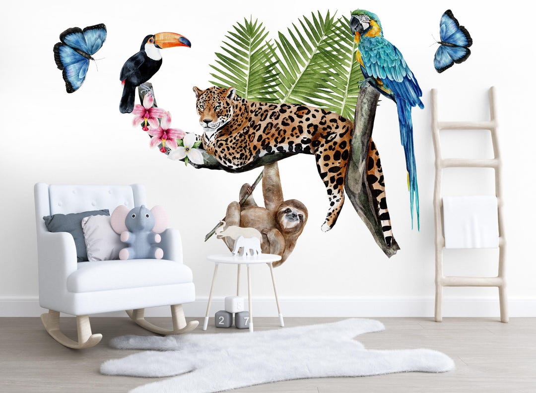 Safari Animal Wall Decals, Jungle Theme Nursery Decor - Etsy