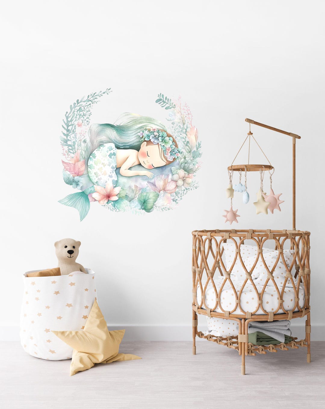 Watercolor Mermaid Wall Decals, Under the Sea Nursery Decor - Etsy