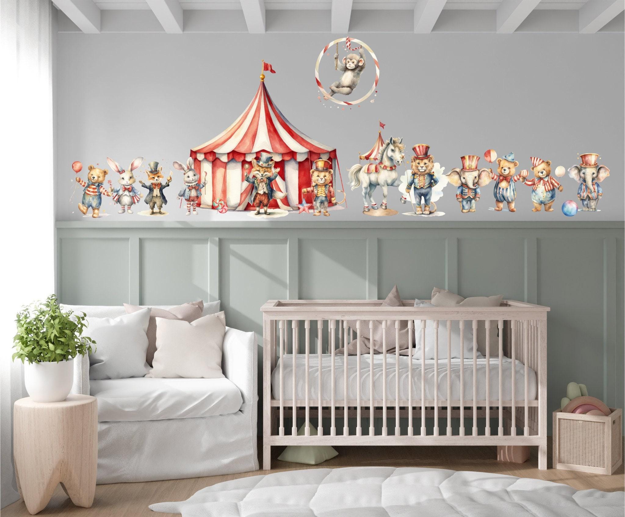 Nursery Wall Stickers, Nursery Wall Art, Kids Room Bedroom Wall Stickers, Circus Animals Wall Stickers, Wall Stickers Nursery, Wall Decals