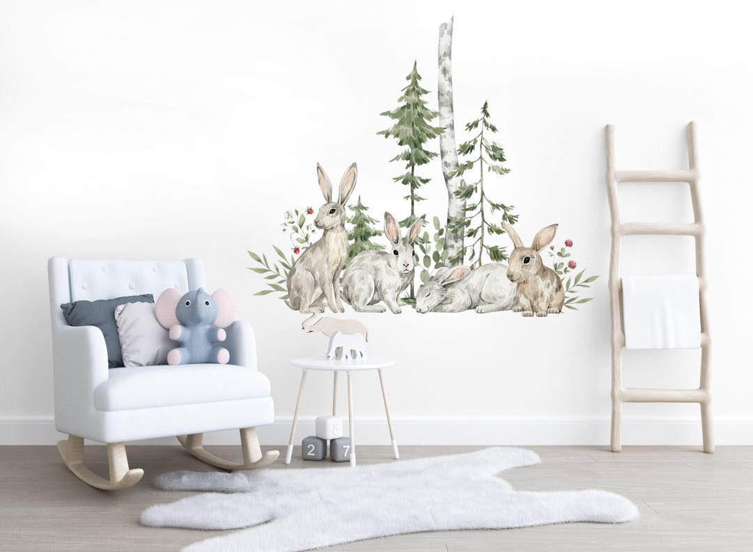 Watercolor Woodland Animals Nursery Wall Decal, Forest Friends - Etsy