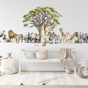 Safari Nursery In The UK, Jungle Animal Wall Stickers, Safari Wall Stickers, Safari wall decals, Jungle Stickers For Walls, Safari Wallpaper