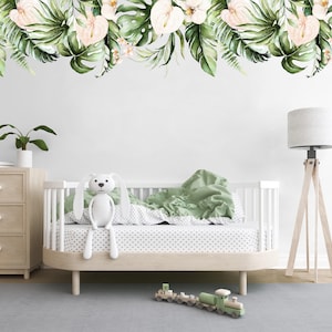 Floral Nursery Wall Decals, Nursery Flower Wall Border, Nursery Floral Wall Border, Botanical Decals, Floral Decals. Floral Wall Stickers