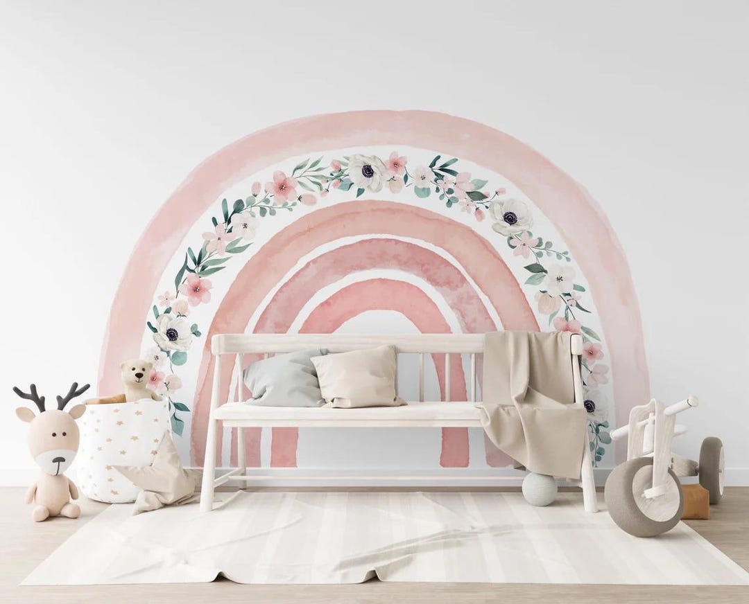 Floral Rainbow Wall Sticker, Boho Nursery Decor (100cm X 75cm) - Etsy