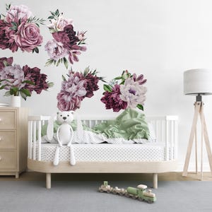 Flower Wall Stickers, Peony Wall Stickers For Nursery, Floral Wall Decals, Nursery Wall Stickers, Wall Stickers Nursery, Floral Wall Decal