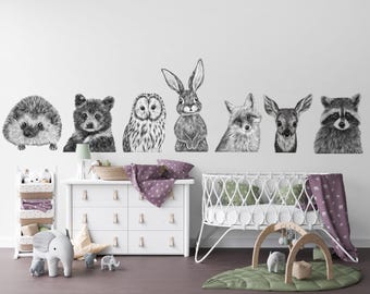 Woodland Animals Wall Decals, Forest Nursery Decor