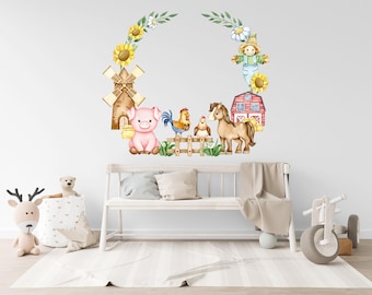 Farm Animal Wall Stickers, Tractor Nursery Decor