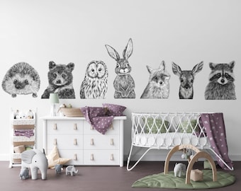 Woodland Animals Wall Decals, Nursery Decor, Baby Forest Friends
