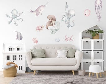 Mermaid Wall Stickers, Under the Sea Nursery Decor
